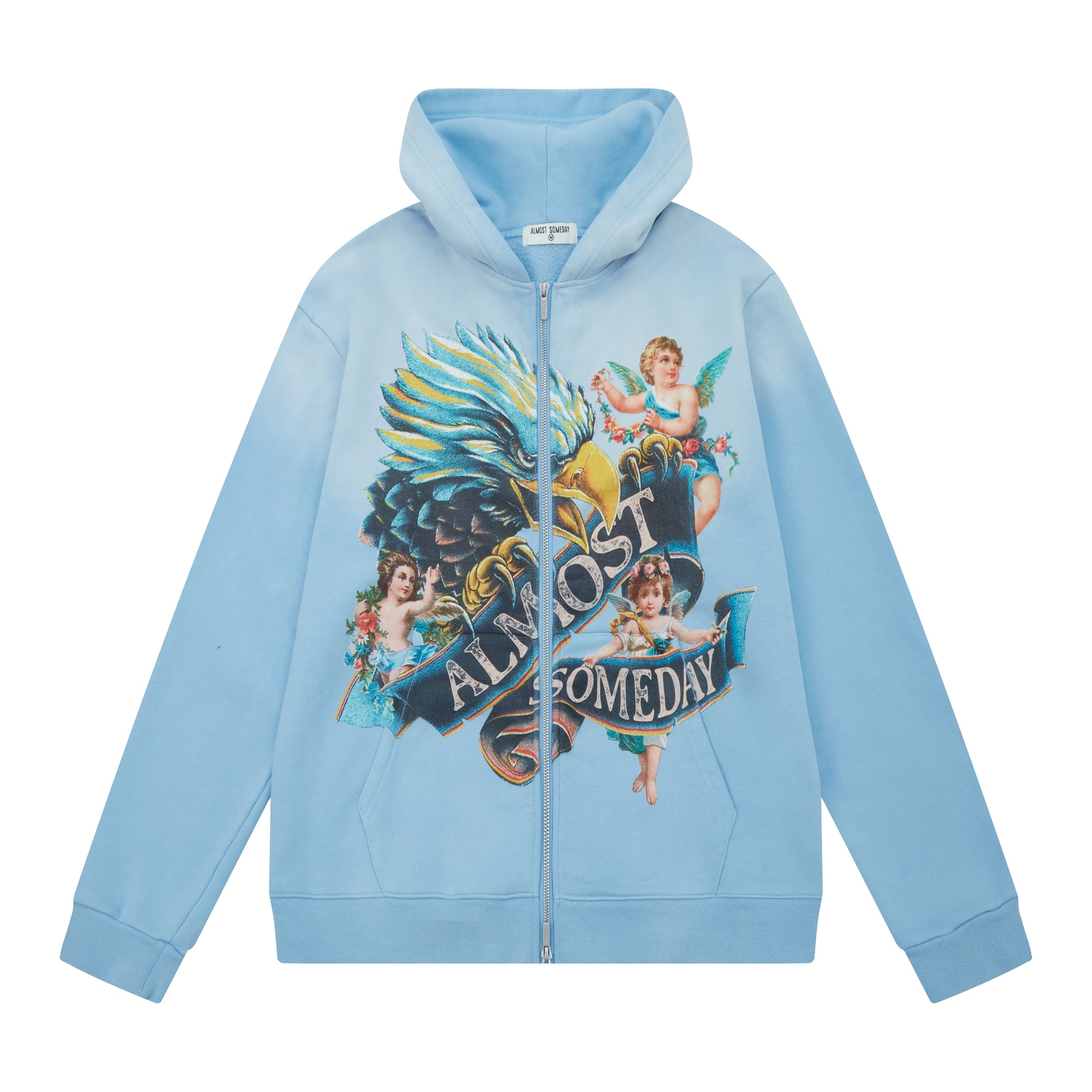 Banner Zip-Up Hoodie - Sun Fade Wash (Blue)