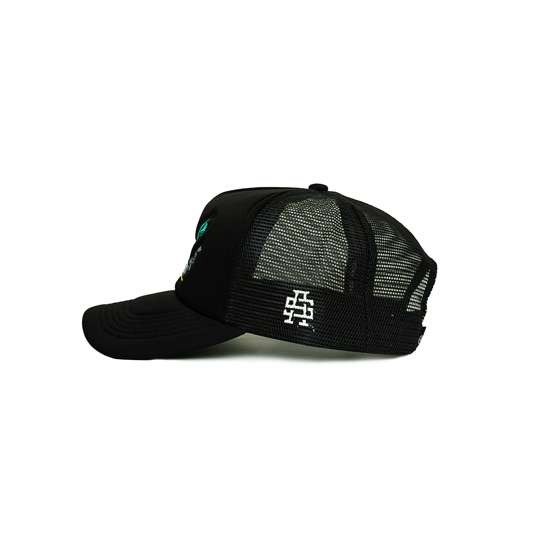 Banner Trucker Hat (Black/Black)