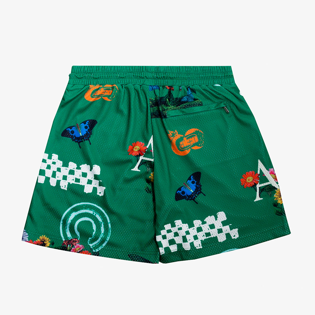 Bloom Mesh Shorts (Green) - ALMOST SOMEDAY